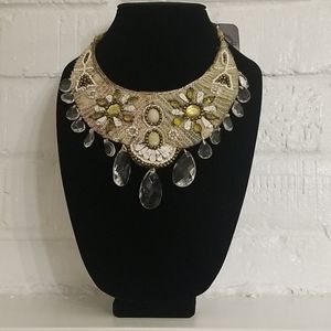Anthropologie bib fabric rhinestones necklace